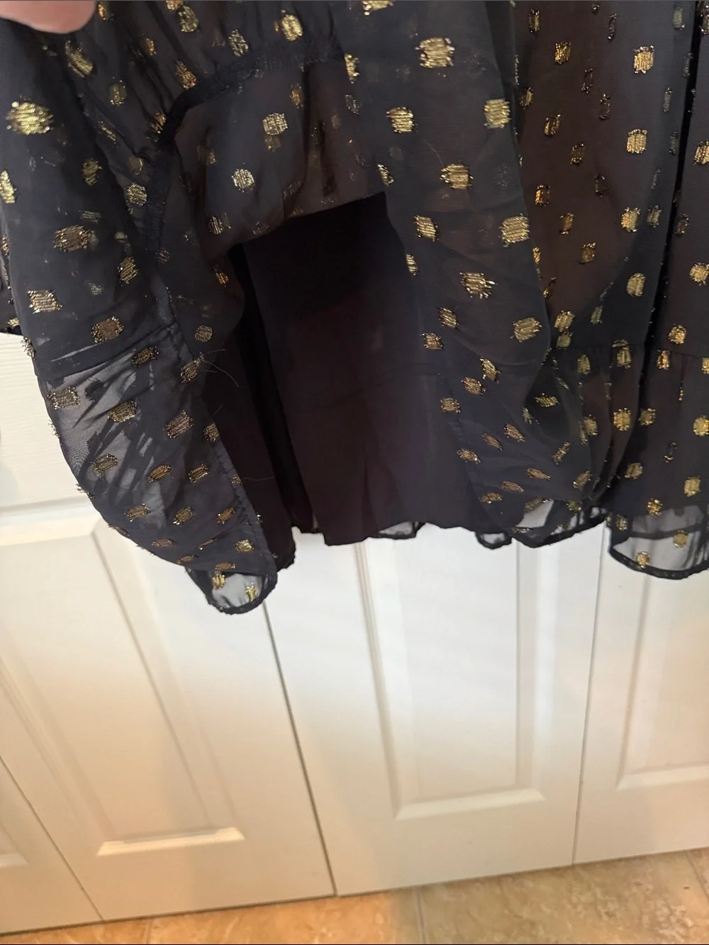 % crown & ivy 3X Black Long Sleeve Dress with Gold Dot Print - Picture 7 of 7